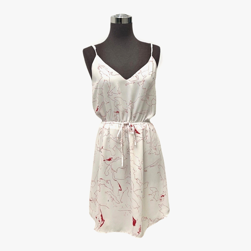Aritzia Babaton Casimir Abstract Dress M V-neck Cinched Waist Straps Lined